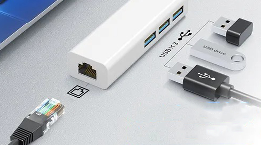 Adaptador Hub USB 4 en 1 Tipo C Ethernet Lan